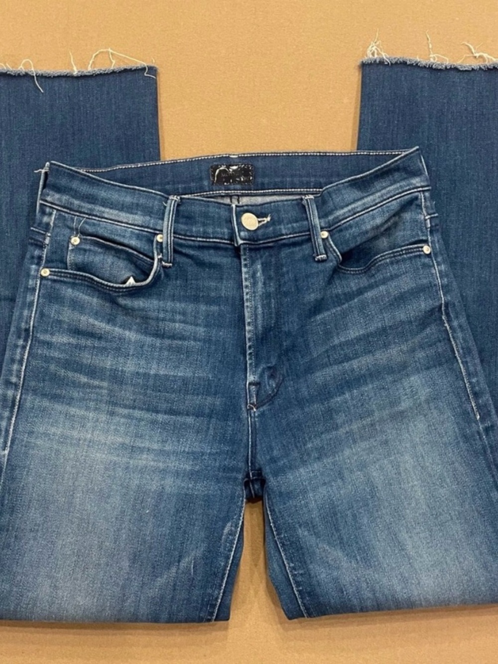 MOTHER Denim jeans mid rise dazzler crop fray squeeze it size 27